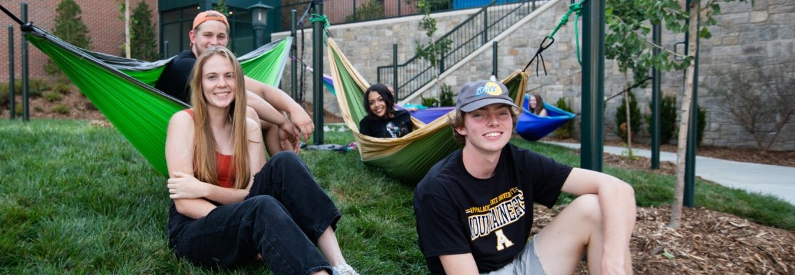 4 students hanging out at Appalachian State University.